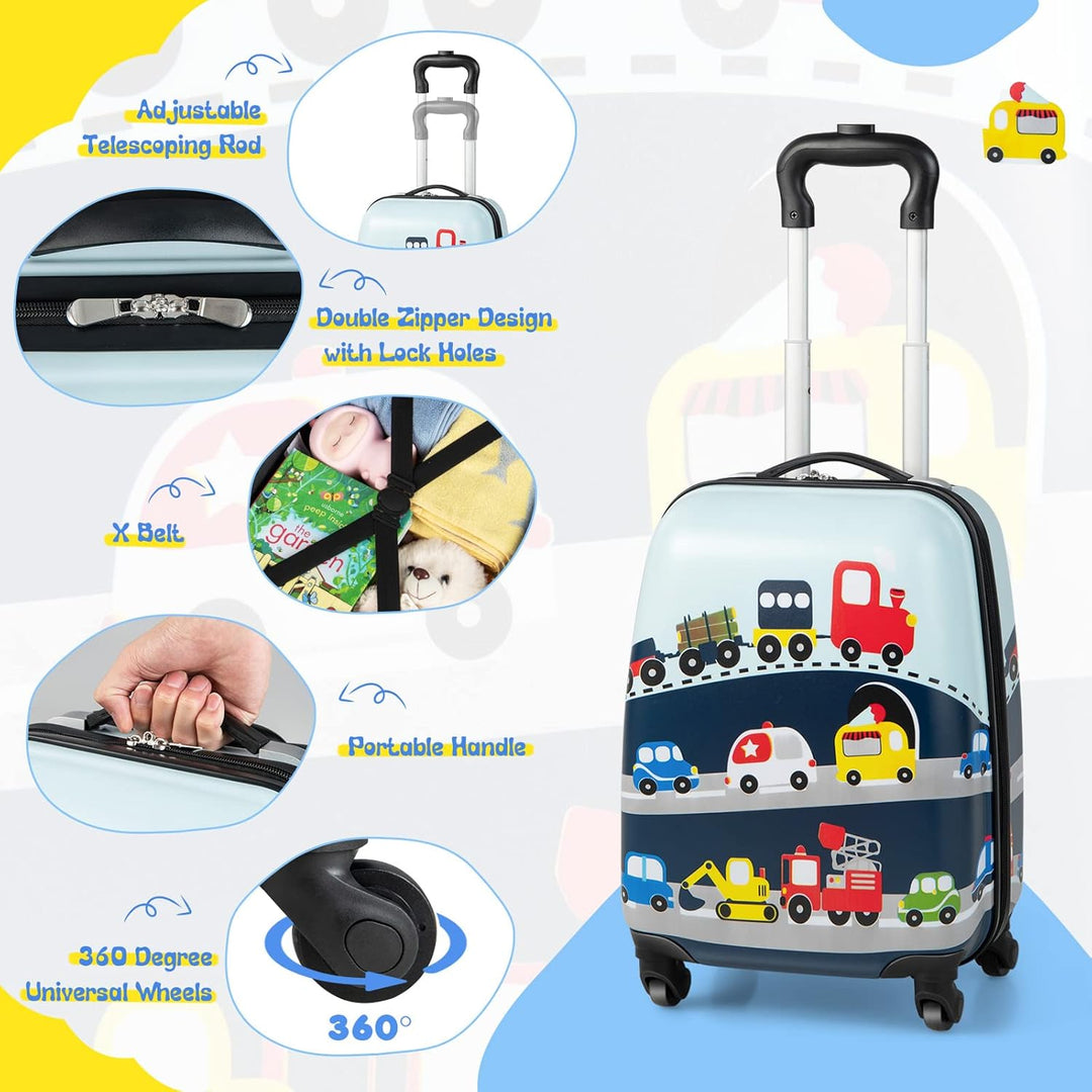 Premium children's hard-shell helicopter luggage set with smooth 360° spinner wheels & a matching travel backpack.