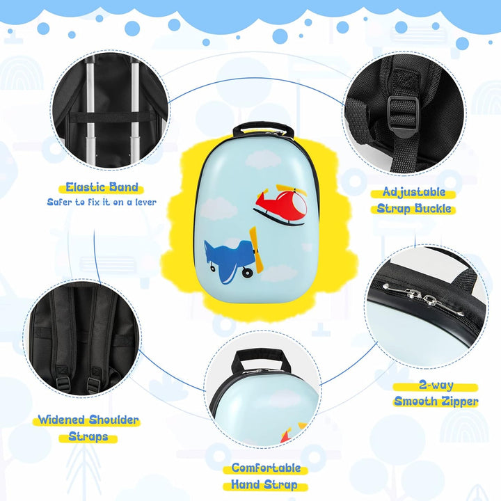 Adventure-ready kids' helicopter hard-shell travel set, including wheeled luggage & a coordinating backpack.
