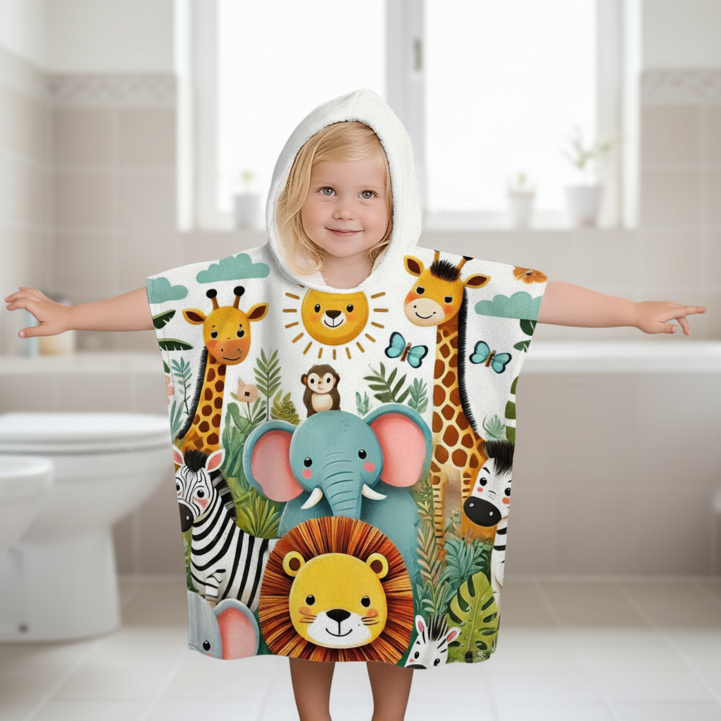 Children's AnimalFun hooded play cape, vibrant print, polyester, for imaginative dress-up
