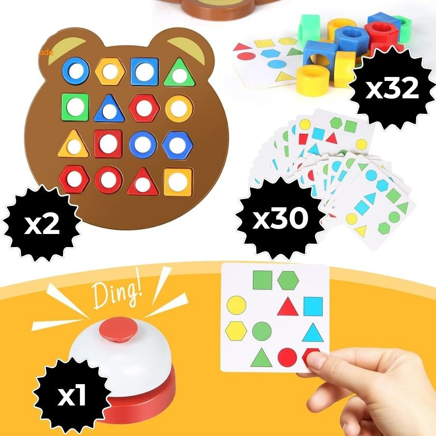 Kids' wooden shape sorter puzzle. Bright colors & varying shapes teach matching skills. Educational Montessori toy.