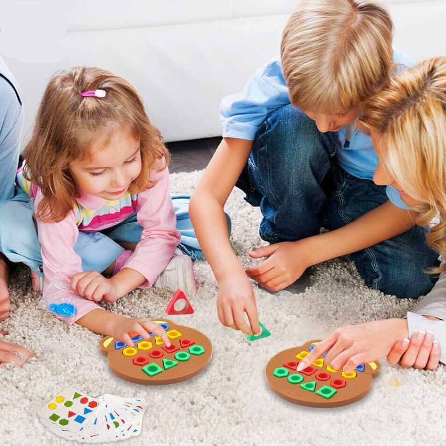 Engaging shape and color matching game for children. Develops fine motor skills & cognitive learning. Screen-free play.