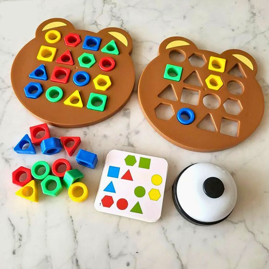 Colorful children's shape sorter puzzle. Teaches geometric shapes & color recognition. Ideal screen-free learning game.