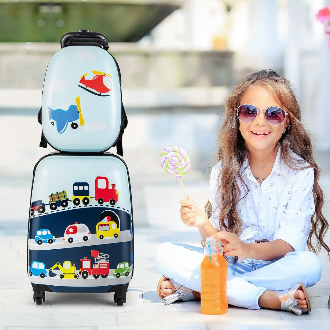 Kids' 2-piece helicopter themed rolling luggage and backpack for young travelers