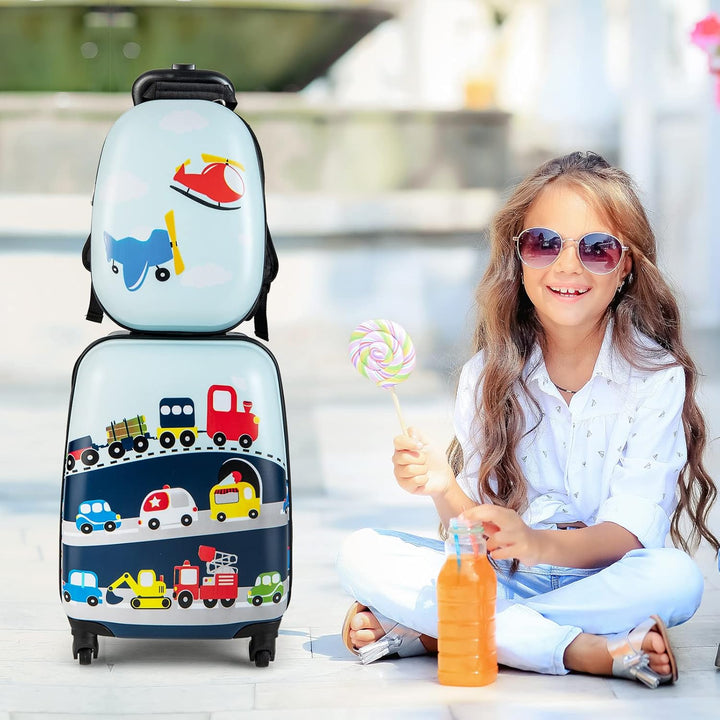Kids' 2-piece helicopter themed rolling luggage and backpack for young travelers