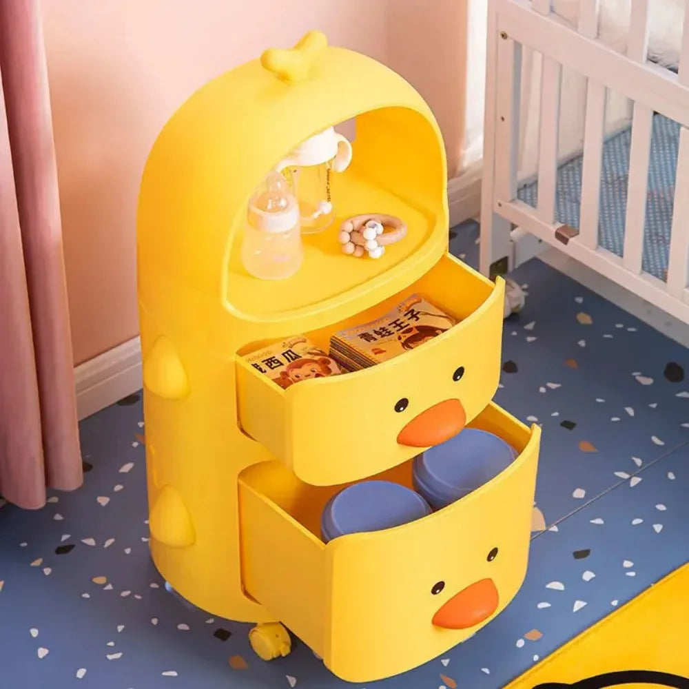 Mobile toy storage cart, Little Duck theme, ideal for organizing a kid's playroom