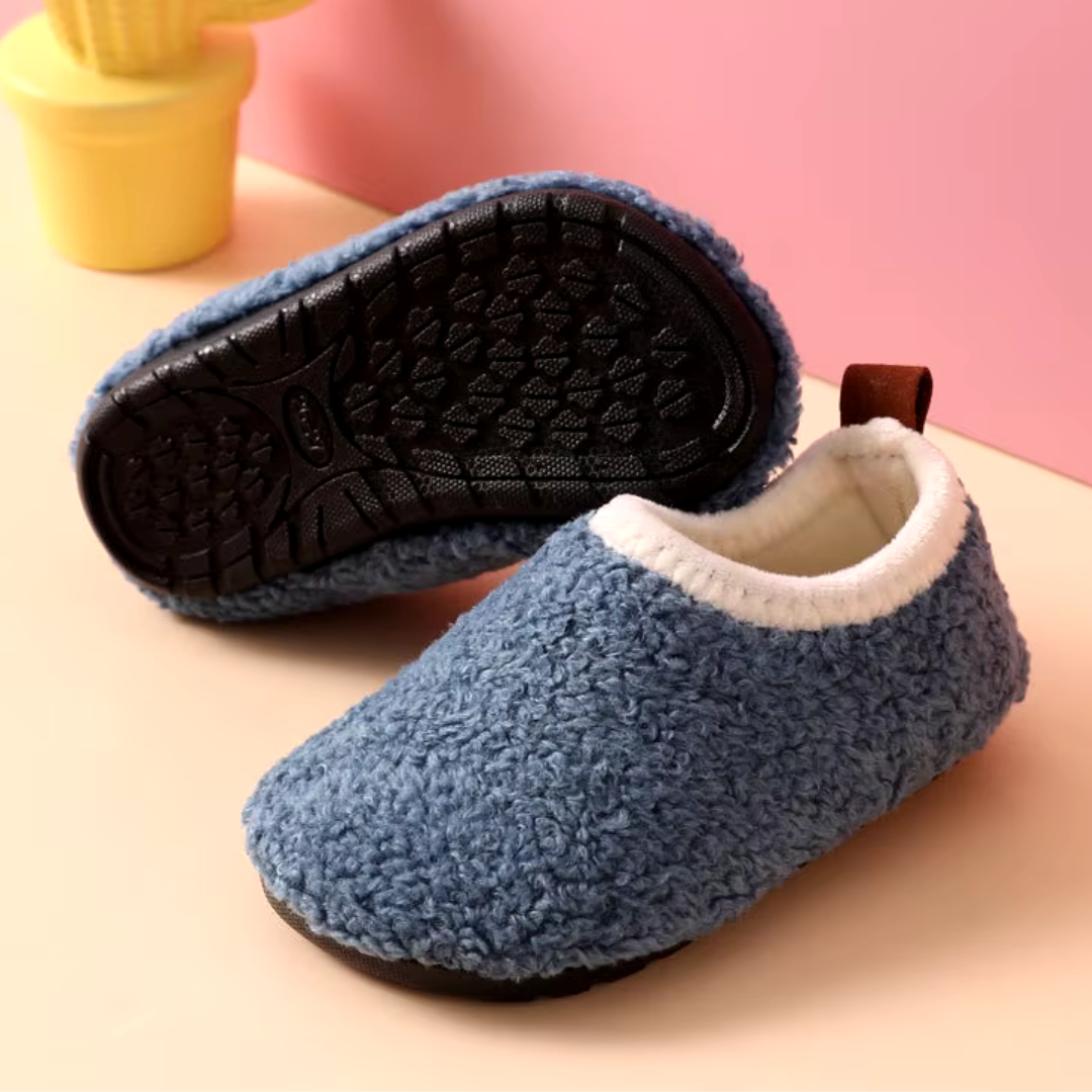 Toddler SnuggleSteps warm house shoes, soft non-slip sole ensures safety & comfort indoors.
