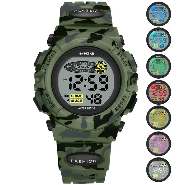 Livano child's sports watch, purple silicone band, featuring a durable LED digital display for telling time.