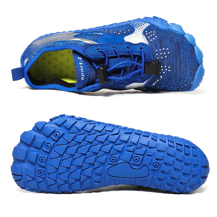 Flexible WaveTrek aqua shoes for kids, featuring a secure fit & protective sole for comfortable water play.