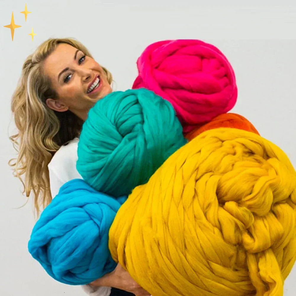 High-quality chunky wool yarn, perfect for thick, soft DIY home decor blankets.