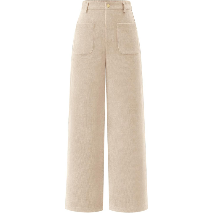Plus size women's high waist wide leg palazzo pants with pockets, designed for comfort and style