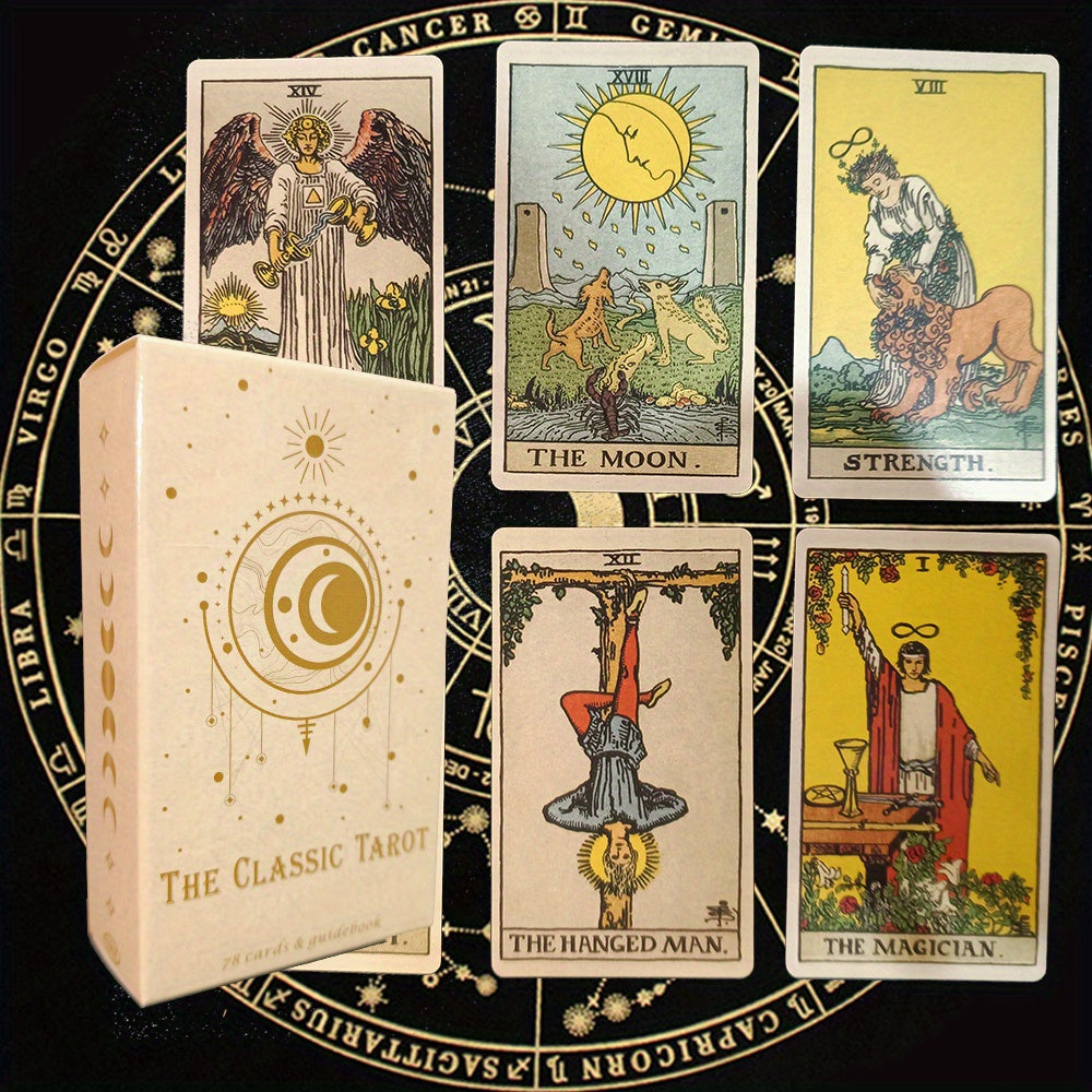 SoulPath Classic 78-card tarot deck and comprehensive guidebook set, enhancing intuition and spiritual practice.