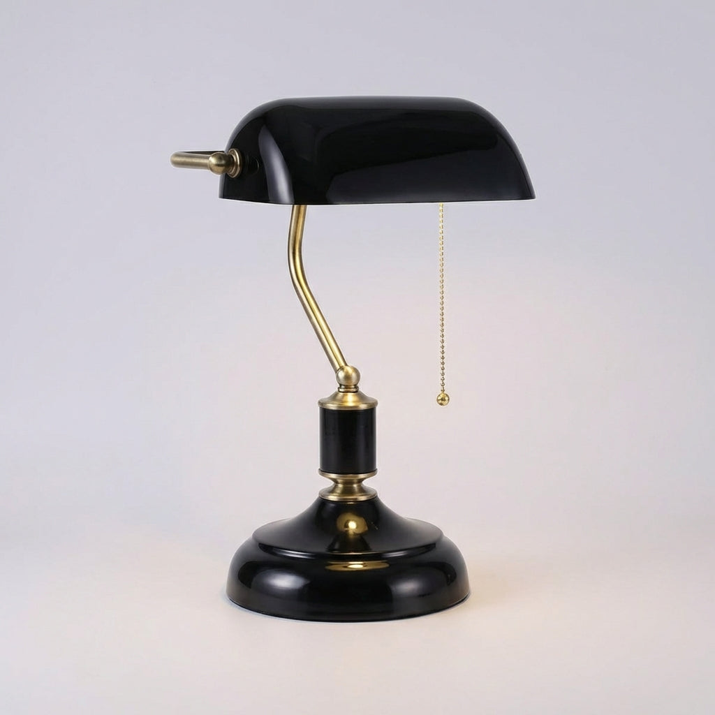 Stylish office lighting: LuxeGlint Classic Banker Lamp table light with durable metal construction and glass