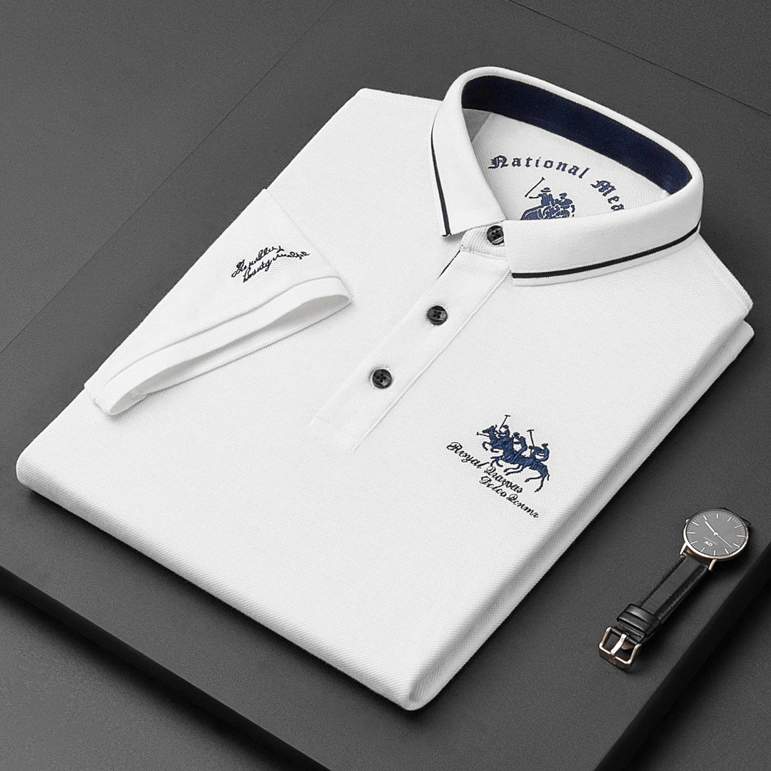 Stylish men's short sleeve polo in a versatile cotton blend, great for comfortable everyday and casual outfits.