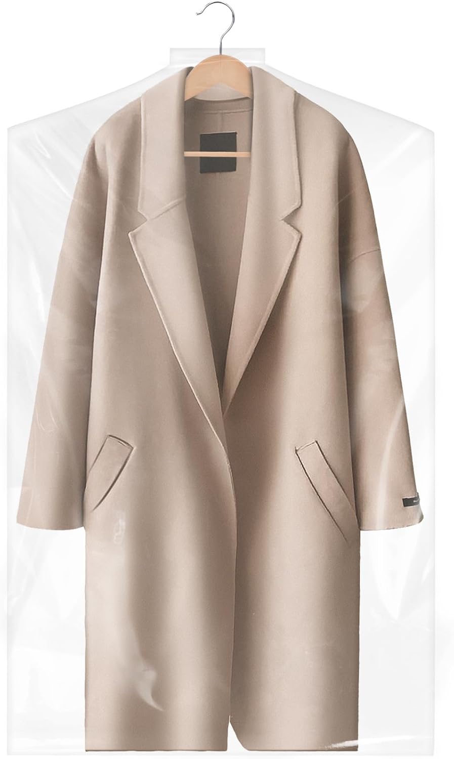 Transparent clothes covers keep garments wrinkle-free & protected during travel and closet storage.