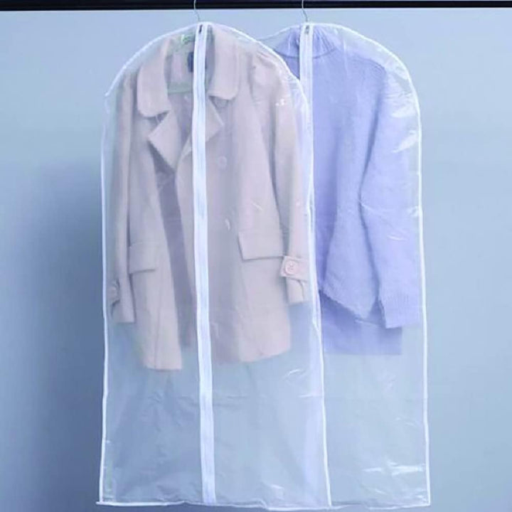 Breathable clear garment bags for travel and closet. Protect suits, dresses, coats from dust & wrinkles.