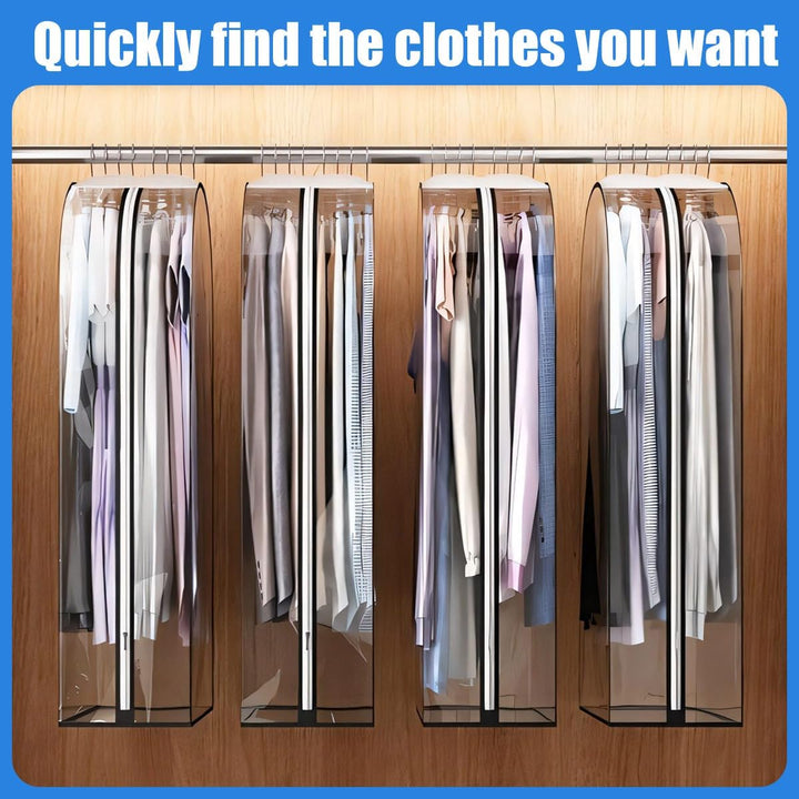 Garment bags for suits and dresses, clear for easy identification