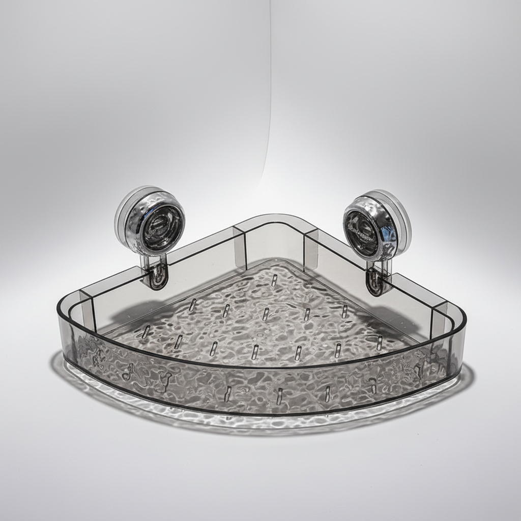 OrganizeGrip transparent suction cup organizer for spices or bathroom essentials, easy wall mounting.