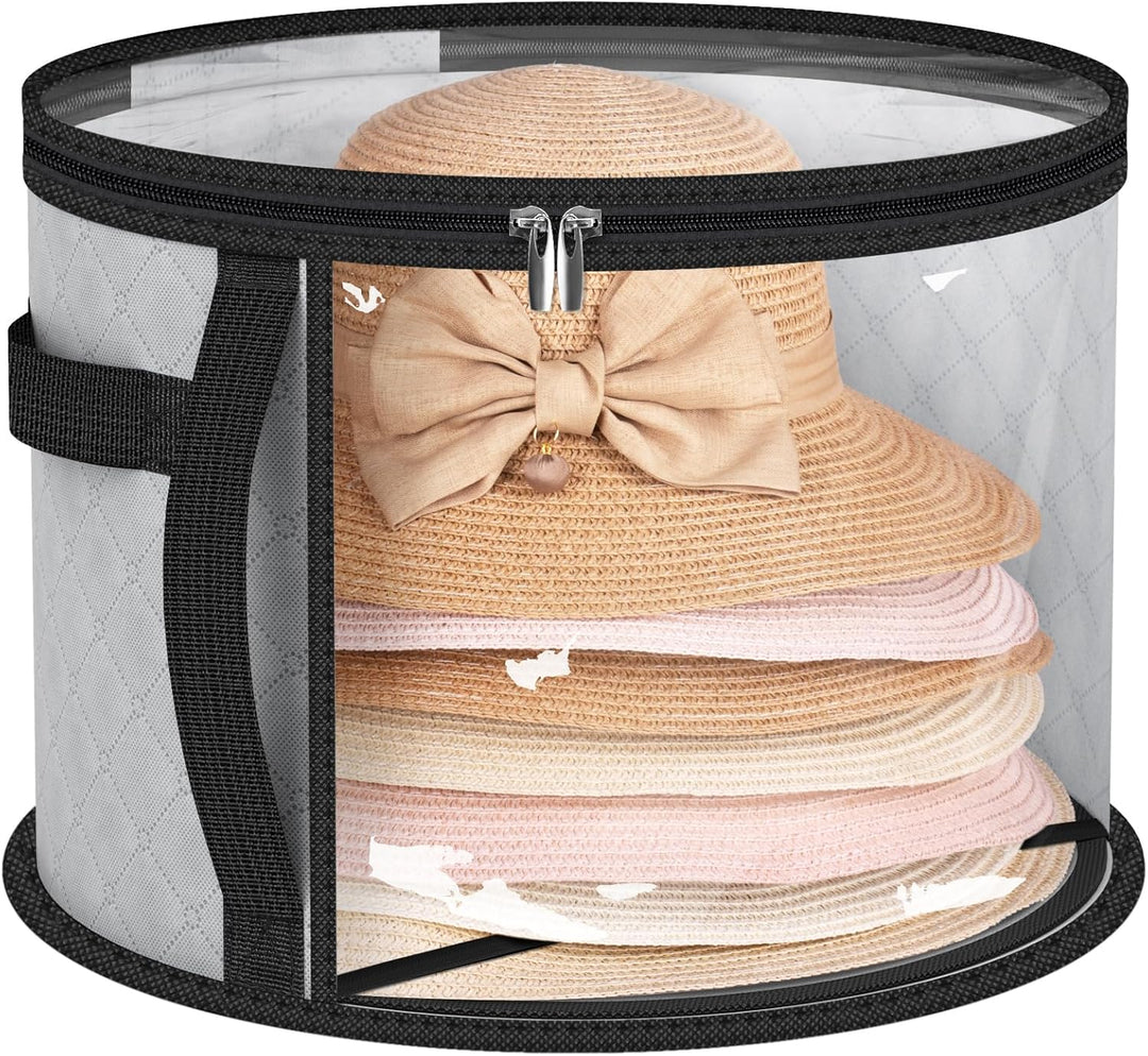 Clear view wide-brim hat storage case, dustproof organizer for closet & travel. Keep hats pristine.