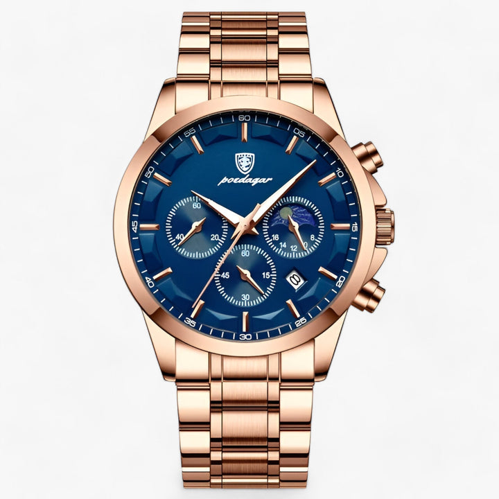Elegant men's waterproof analog watch featuring a black dial & classic leather strap. Perfect gift for him.