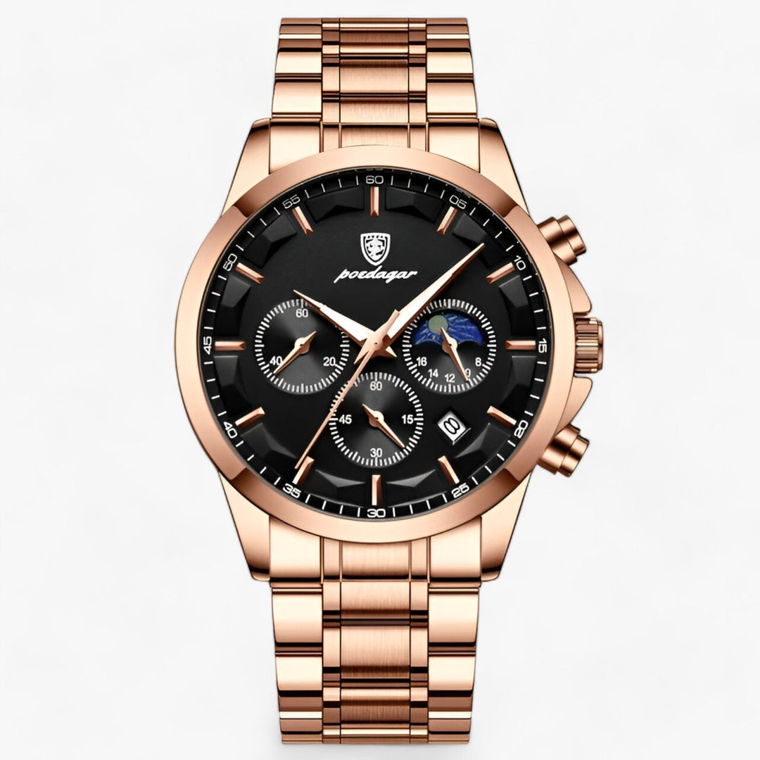 Men's luxury timepiece with a durable waterproof design & comfortable, high-quality leather strap.