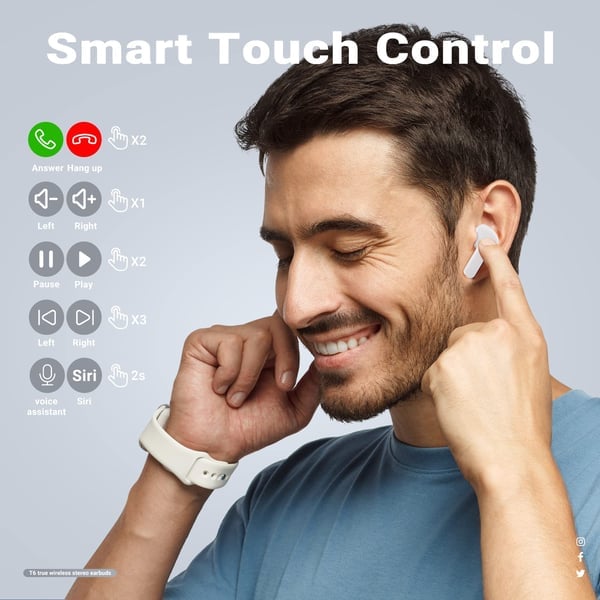 Unisex in-ear wireless earbuds delivering dynamic sound for music & calls.