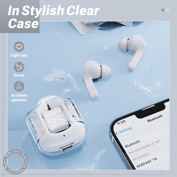 Bluetooth earbuds for crystal-clear audio, compatible with all gadgets.