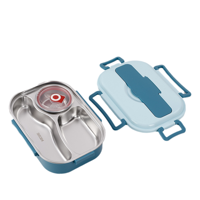 Stackable insulated stainless steel lunchbox, optimizing kitchen storage and organization.