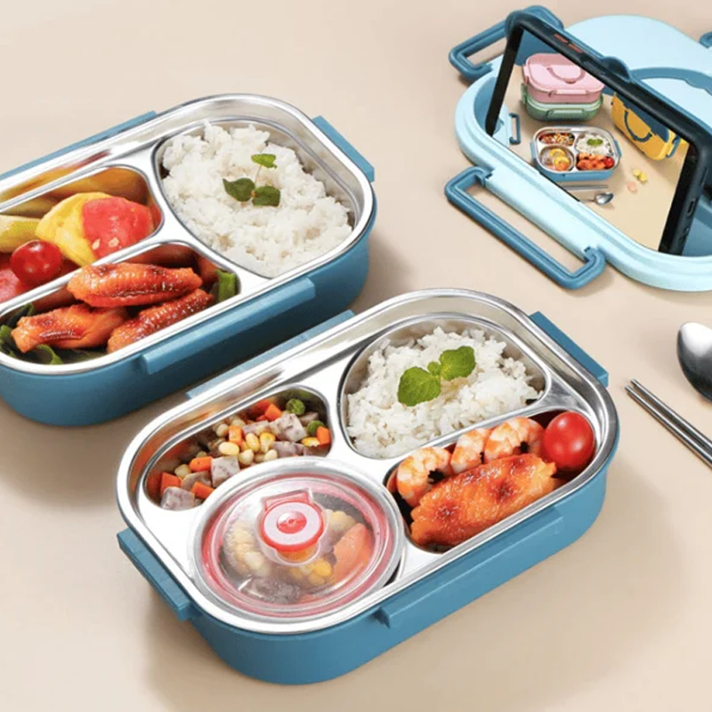 Durable insulated stainless steel bento box, great for kids' school lunches and daily use.