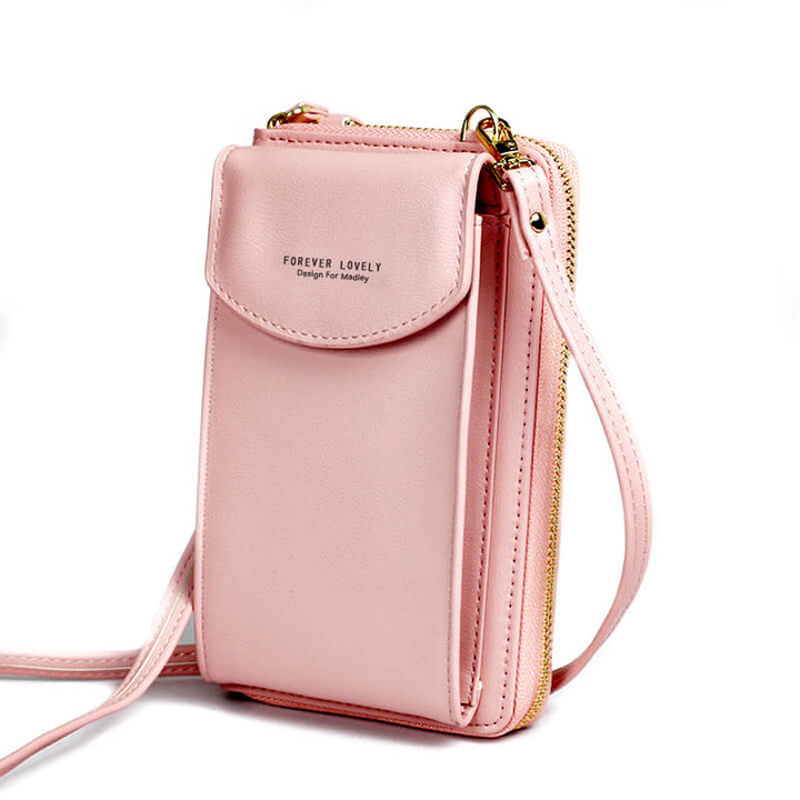 Versatile women's compact PU leather bag, suitable for crossbody or shoulder, with adjustable strap.
