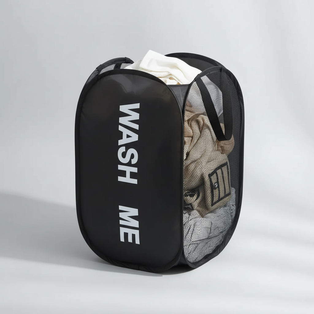 Portable MeshCarry laundry hamper, perfect for dorm room organization