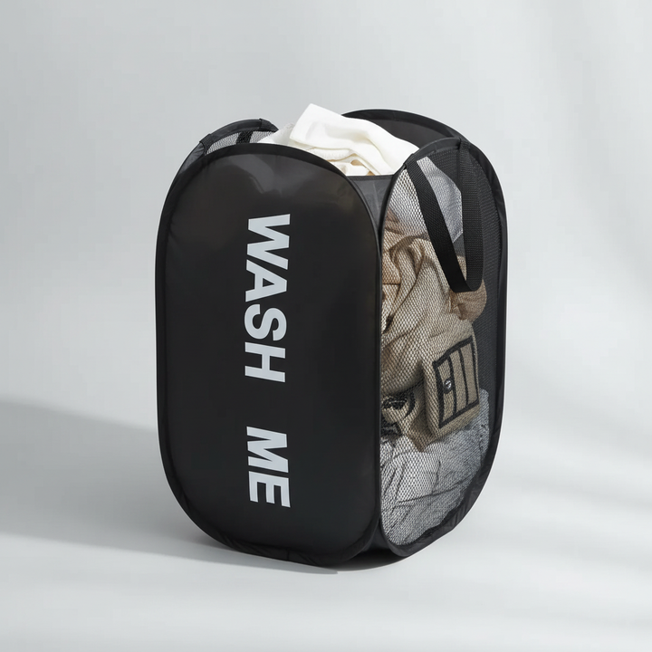 Portable MeshCarry laundry hamper, perfect for dorm room organization