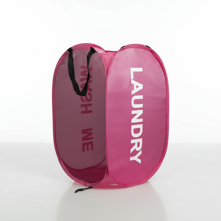 Lightweight mesh laundry basket with durable carrying handles