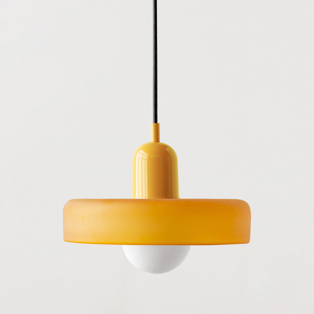 Vibrant Bauhaus glass pendant lamp, modern colorful lighting for stylish interiors.