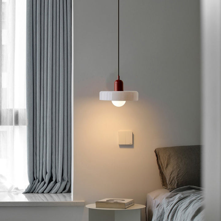 Decorative colorful glass pendant lamp, Bauhaus style contemporary ceiling light.