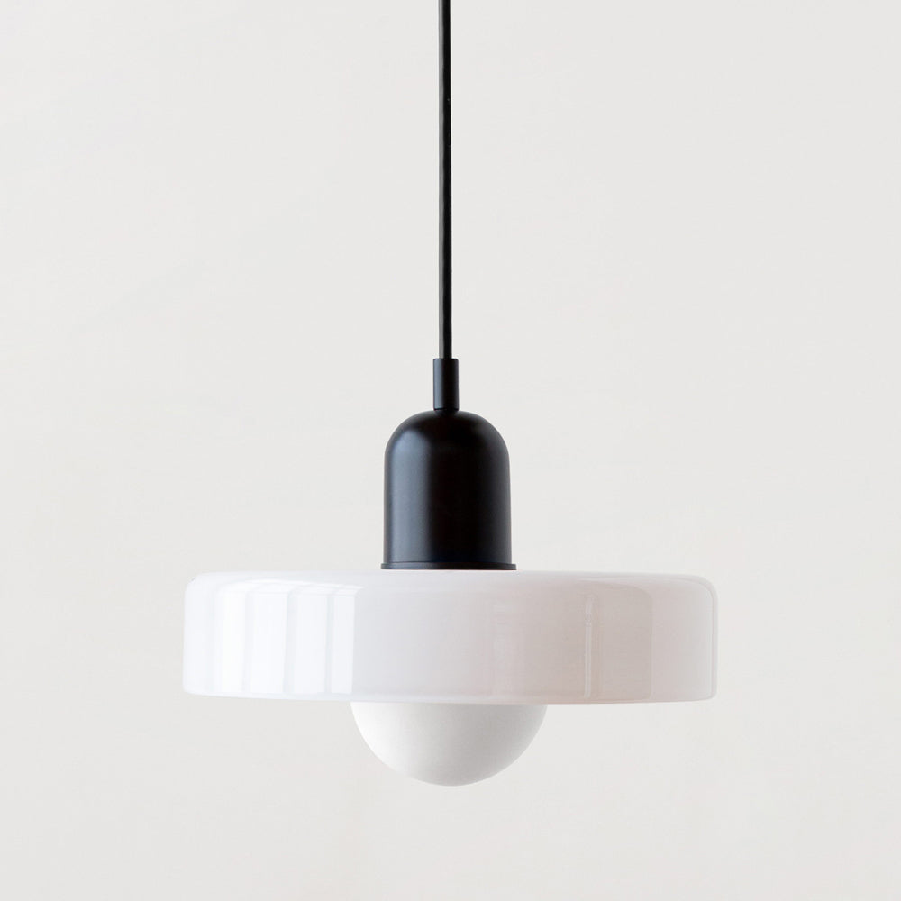 Elegant Bauhaus glass pendant, vibrant colorful lighting for sophisticated decor.