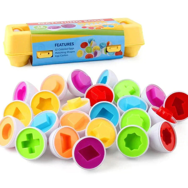 Preschool toy: colorful shape matching eggs enhance color and shape recognition skills.