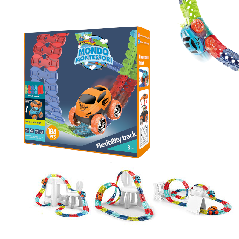 Montessori educational race track toy for boys & girls, enhancing problem-solving, creativity, & fine motor skills.