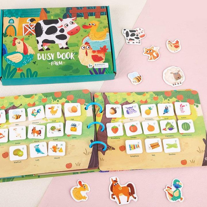 Soft fabric sensory book with engaging activities, perfect for child development & early learning exploration.