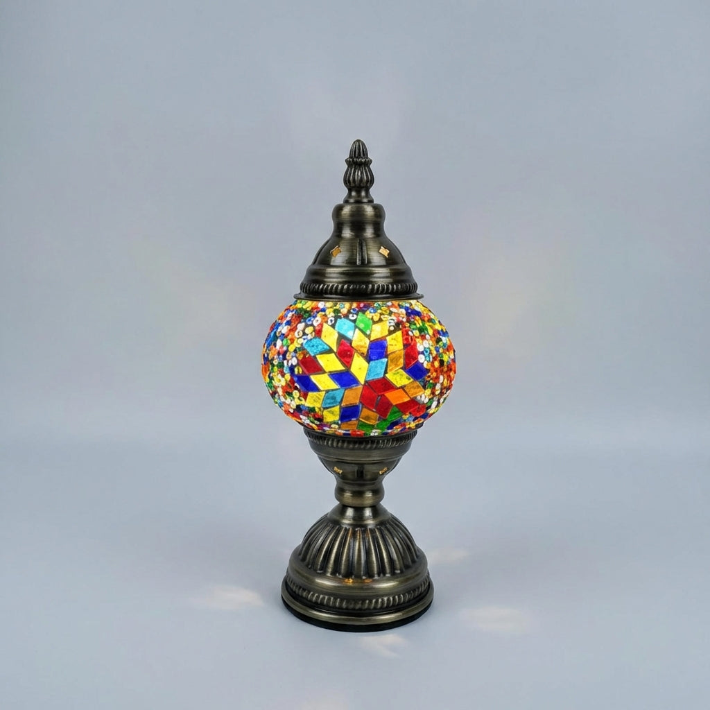 Decorative art glass lamp, mosaic design, unique lighting fixture for bedside