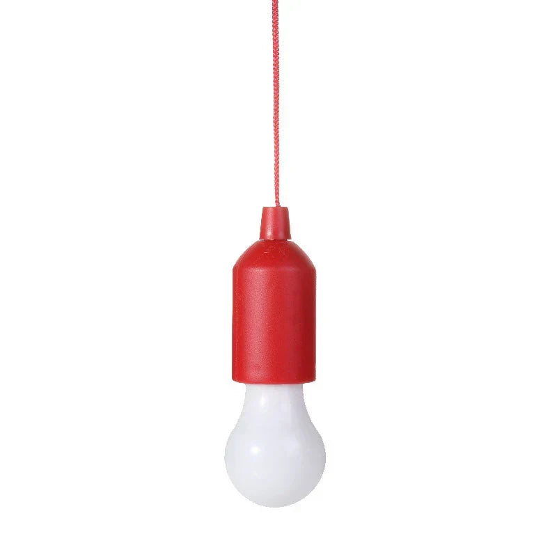 Compact ChromaGlow LED pendant, pull cord, ideal for camping, outdoor decor, or indoor accent.