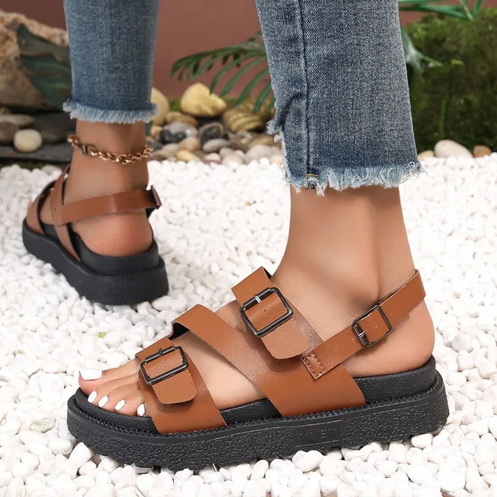 Orthopedic women's sandals, vegan, designed for seniors, providing excellent arch support and slip resistance.