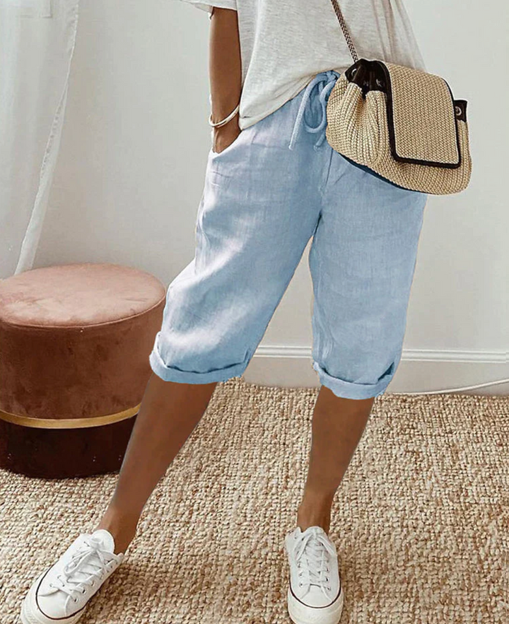 Women's pull-on shorts with a relaxed fit, comfortable and stylish for casual summer outings.