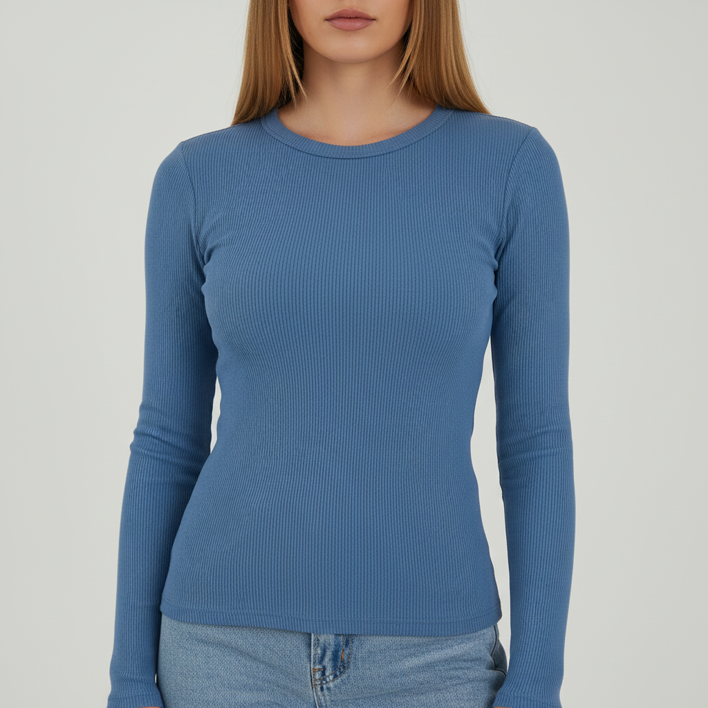 Everyday women's long sleeve round neck top, offering comfort and style for winter wear