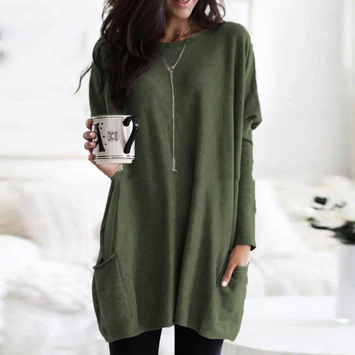 Women's comfortable long sleeve tunic, a relaxed fit top for any casual occasion.