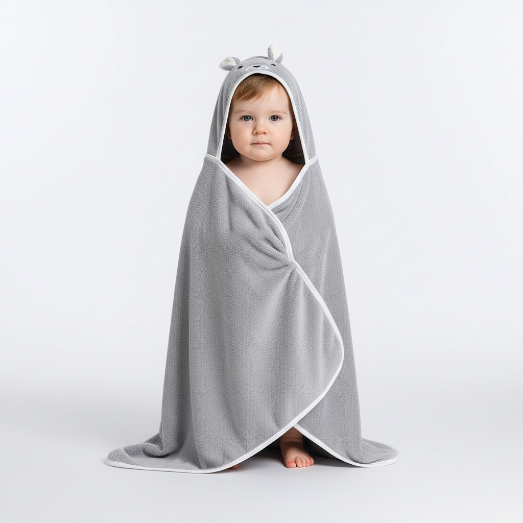 Childrens accessories: ComfortCloth hooded bath towel, highly absorbent and gentle on skin