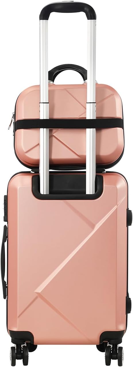 Two-piece compact carry-on set with trolley bag and 360-degree spinner wheels for stress-free travel.