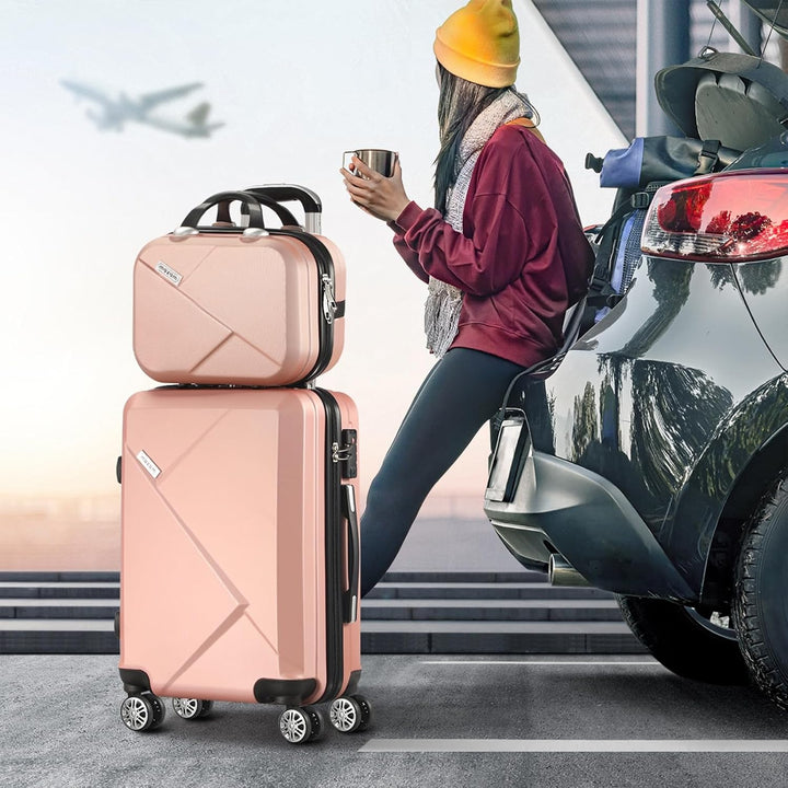 JetTrek compact carry-on luggage set, 2-piece trolley bags with robust spinner wheels for quick trips.