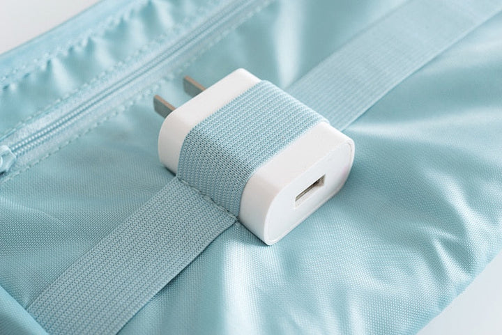 Compact cable management organizer, waterproof for electronics, cactus color.
