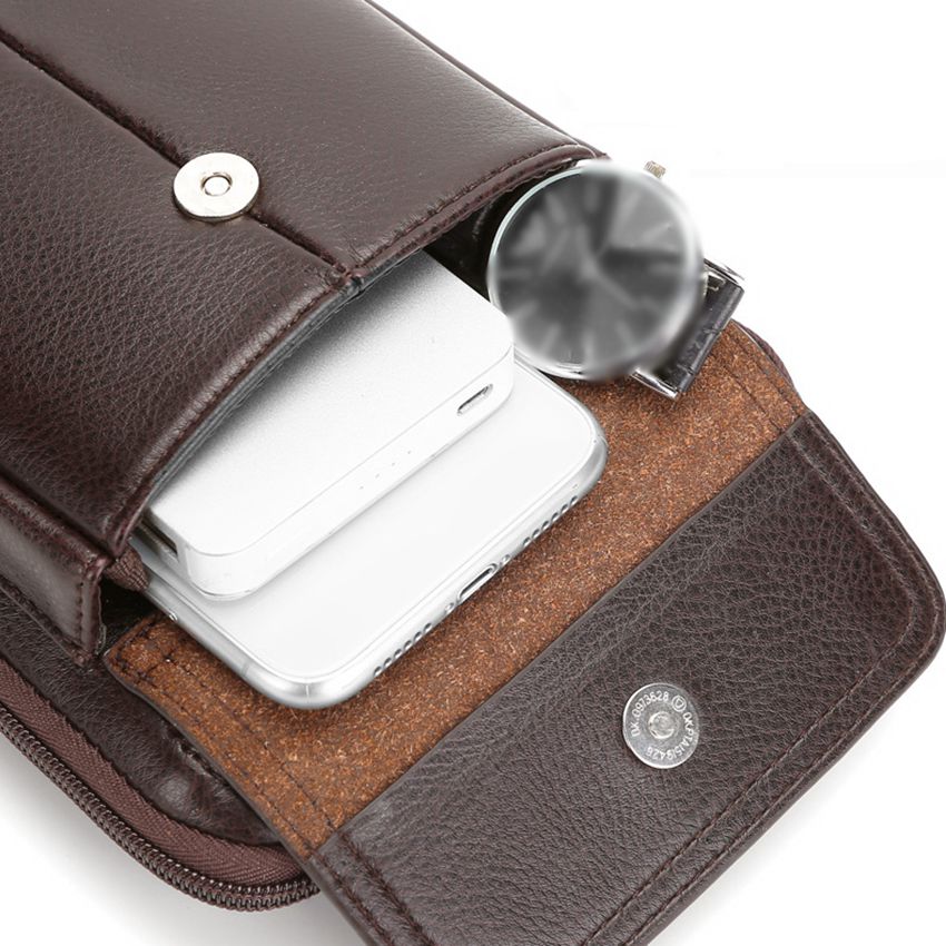 Stylish brown PU leather men's shoulder bag, perfect for travel or daily carry with compact design.