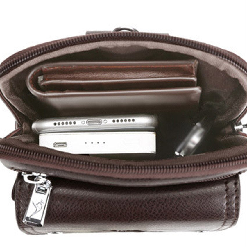 Secure men's PU leather travel crossbody bag, keeping your essentials safe and accessible.